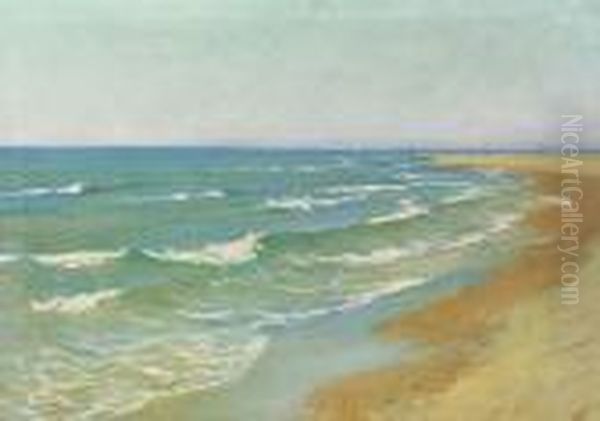 Veduta Della Spiaggia Di Fregene Oil Painting by Giulio Artistide Sartorio