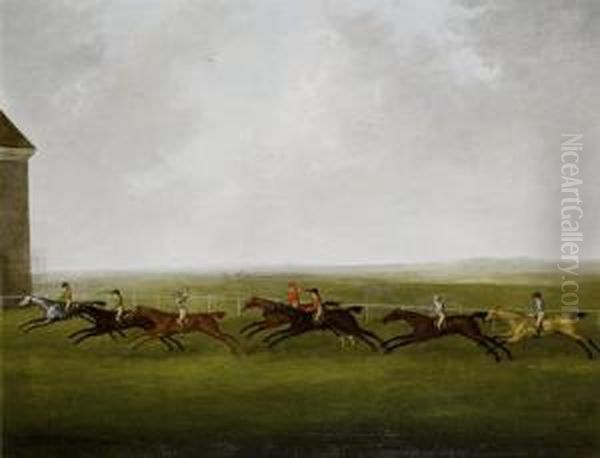 A Race At Newmarket Oil Painting by J. Francis Sartorius