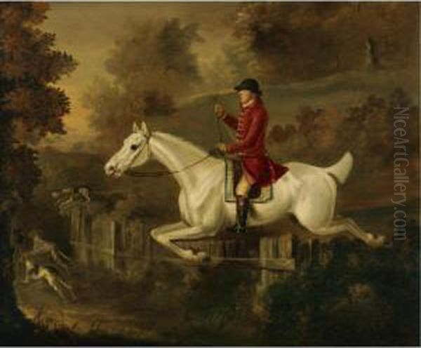 Major Spode Taking A Fence Oil Painting by J. Francis Sartorius