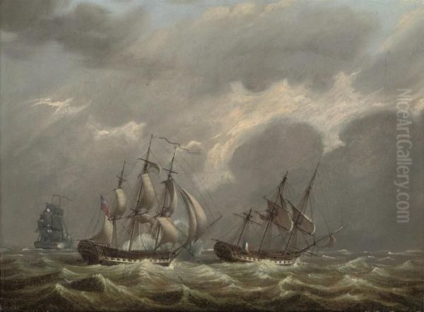 His Majesty's Frigate Oil Painting by J. Francis Sartorius