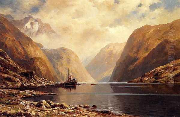 Naero Fjord Oil Painting by Themistocles Von Eckenbrecher