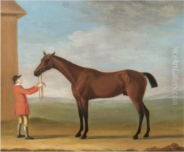 Mr Jenison Shafto's Bay Racehorse 
Goldfinder Oil Painting by J. Francis Sartorius