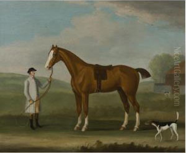 A Chestnut Hunter And His Groom Oil Painting by J. Francis Sartorius