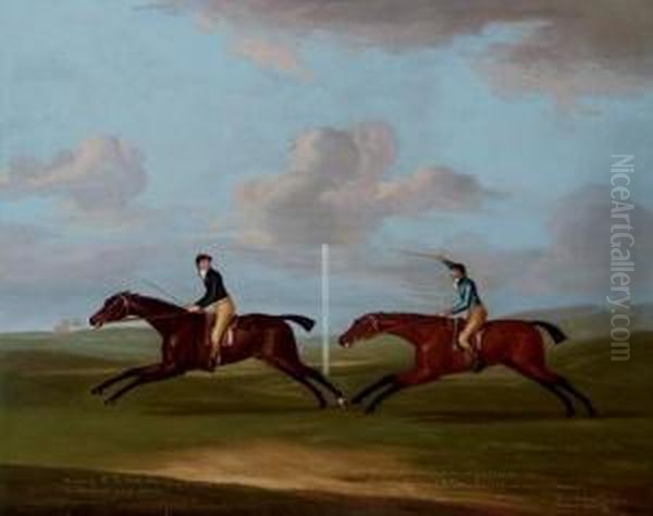 The Race For Kings Plate At Newmarket Oil Painting by J. Francis Sartorius