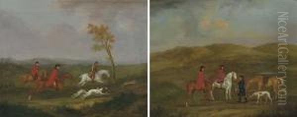 Hare Coursing: The Chase; And The Kill Oil Painting by J. Francis Sartorius