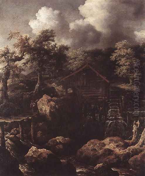 Forest Scene with Water-Mill c. 1650 Oil Painting by Allaert van Everdingen