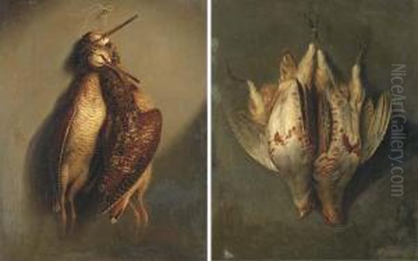 A Brace Of Partridge; And A Brace Of Woodcock Oil Painting by J. Francis Sartorius