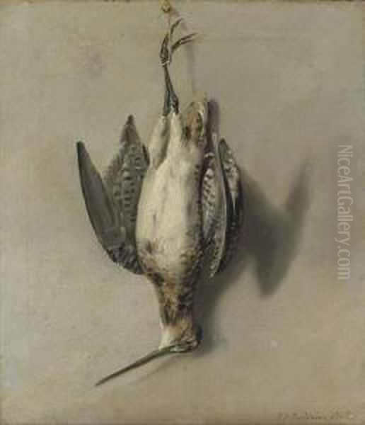 A Dead Snipe Hanging From A Nail Oil Painting by J. Francis Sartorius