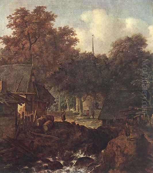 End of Village Oil Painting by Allaert van Everdingen