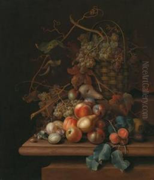 Natura Morta Con Frutti In Un Cestino Oil Painting by William Sartorius