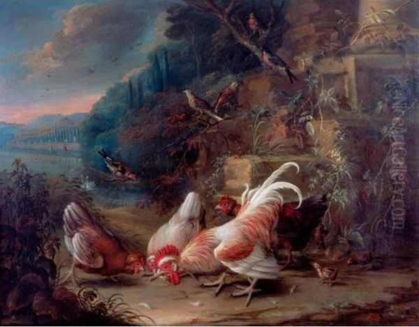 Birds And Fowl And In A Landscape Oil Painting by William Sartorius