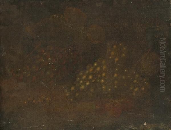 Grapes, Whitecurrants And Apples On A Ledge Oil Painting by William Sartorius