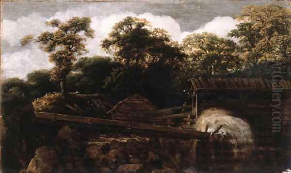 A sawmill on a river at the edge of a wood Oil Painting by Allaert van Everdingen