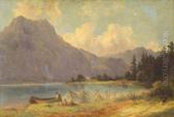 Veduta Di Lago Alpino Oil Painting by Pietro Sassi