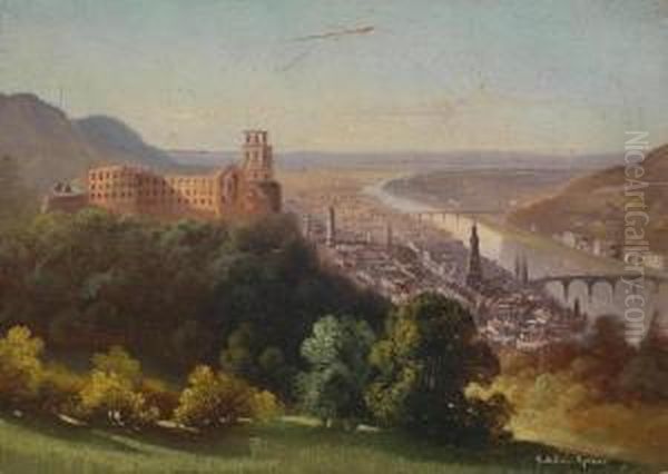 View Of Heidelberg Oil Painting by Hubert Sattler