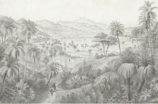 View Of The Yumuri Valley, Near Matanzas, Cuba Oil Painting by Hubert Sattler