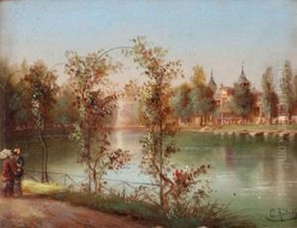 Parkanlage Mitweiher Oil Painting by Hubert Sattler