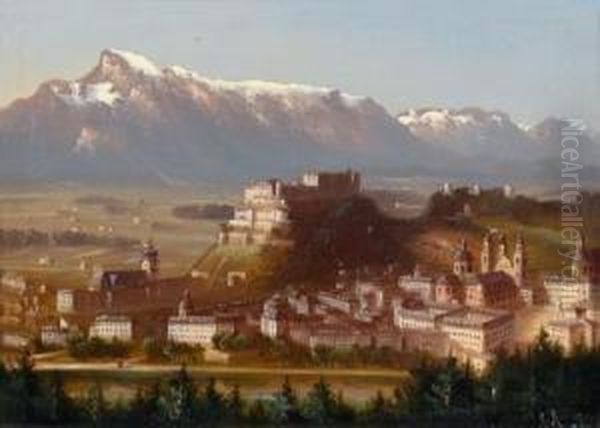 Blick Auf Salzburg Oil Painting by Hubert Sattler