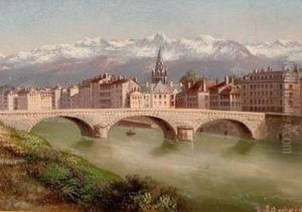 Vue De Grenoble Oil Painting by Hubert Sattler