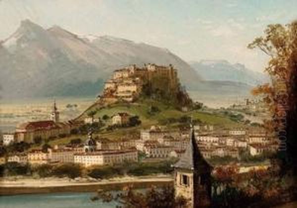 Salzburg Vom Kapuzinerberg Oil Painting by Hubert Sattler