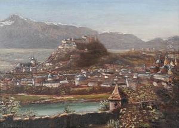 View Of Salzburg Oil Painting by Hubert Sattler