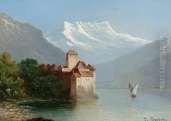 Lake Geneva Oil Painting by Hubert Sattler