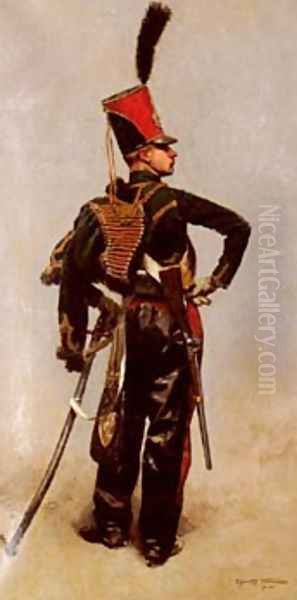 Jean Baptiste Edouard A Napoleonic Officer Oil Painting by Detaille Eduard