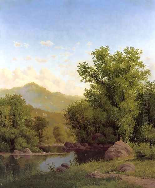 Spring Landscape along a River Oil Painting by Charles Warren Eaton