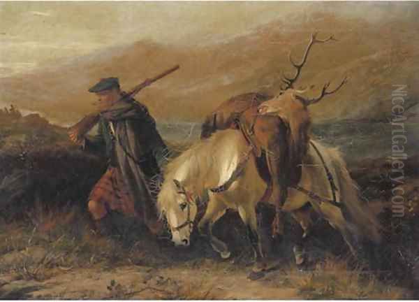 The return from deer stalking Oil Painting by George Earl