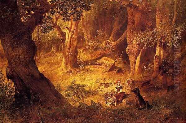 Little Red Riding Hood And The Big Bad Wolf Oil Painting by Richard Hermann Eschke