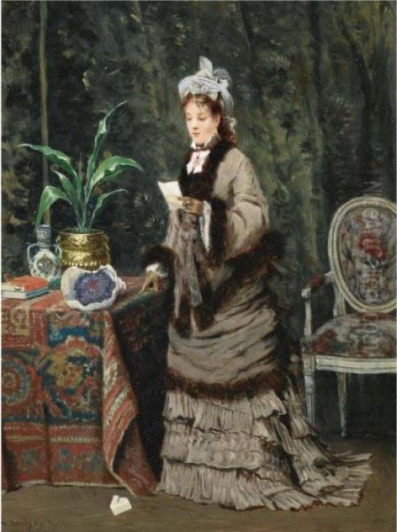 The Love Letter Oil Painting by Adrien Jacques Sauzay