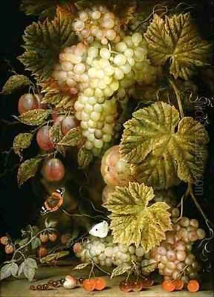 Still life of grapes and vines Oil Painting by Ottmar The Elder Elliger