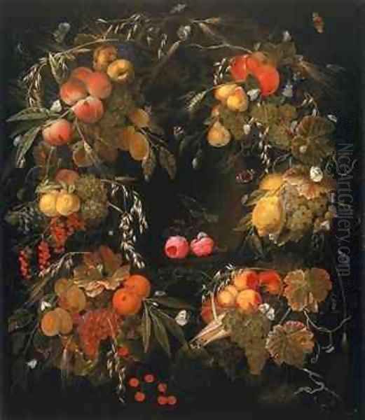 Still life of autumnal fruits Oil Painting by Ottmar The Elder Elliger