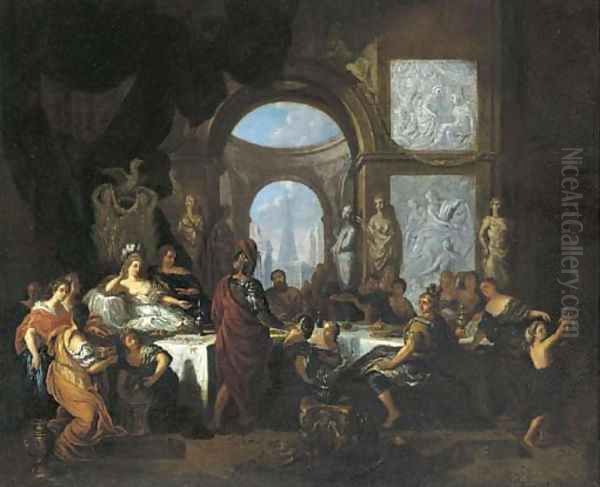 The Banquet of Cleopatra Oil Painting by Ottmar The Elder Elliger