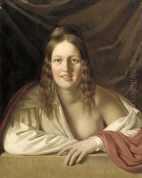 Portrait of a lady Oil Painting by Anton Einsle