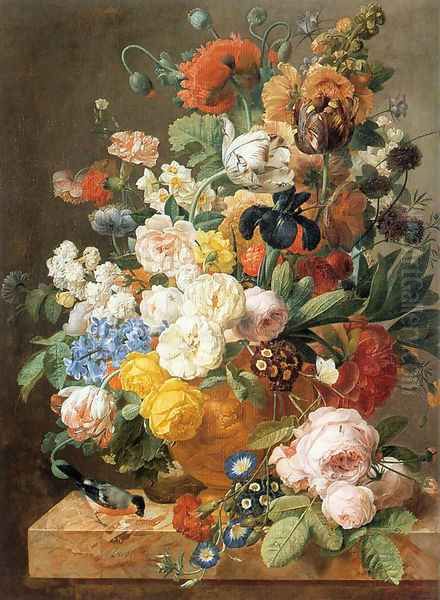 Bouquet of Flowers in a Sculpted Vase Oil Painting by Jan Frans Eliaerts