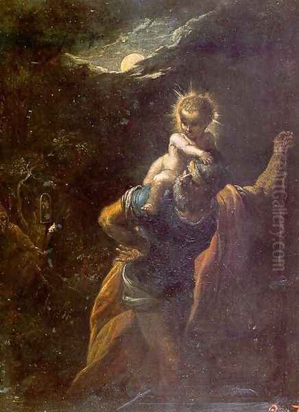 St. Christopher Oil Painting by Adam Elsheimer