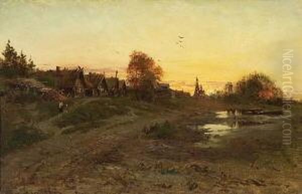 Russische Dorfstrase Bei
 Abendsonne Oil Painting by Alexei Kondratyevich Savrasov