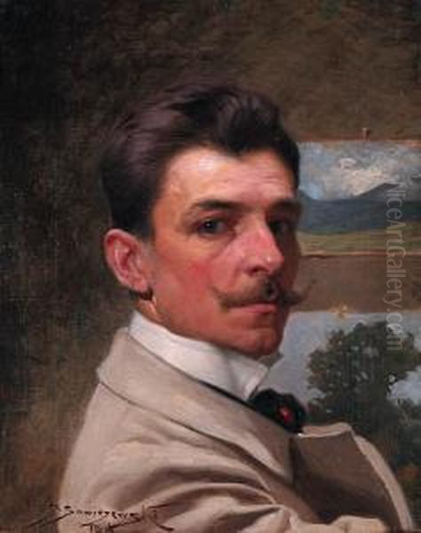 Autoportret, 1904 R. Oil Painting by Stanislaus Sawiczewski