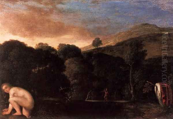 Nymph Fleeing Satyrs Oil Painting by Adam Elsheimer