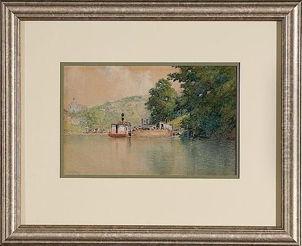 Boat River Oil Painting by Paul Sawyier