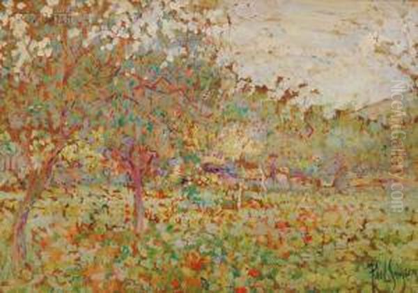 Orchard In Bloom Oil Painting by Paul Sawyier