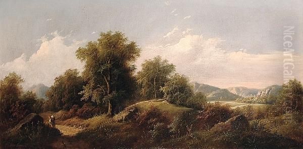 Landscape With A Figure On A Country Path Oil Painting by Charles, Charley Sayers