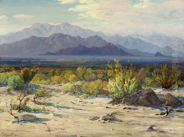 Expansive View Of The Coachella Valley Oil Painting by Fred Grayson Sayre