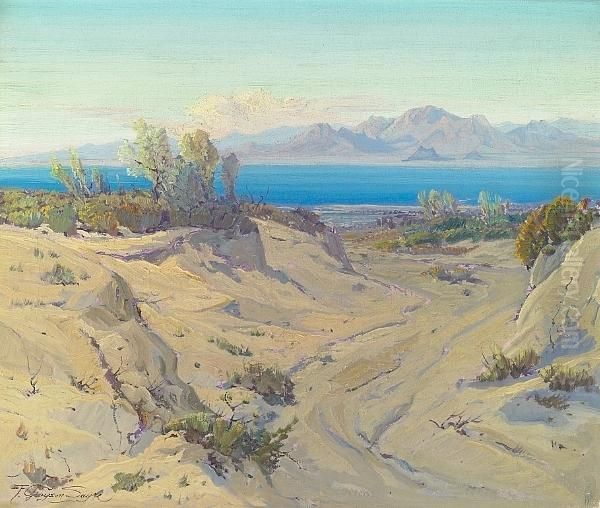 Smoke Trees At The Salton Sea Oil Painting by Fred Grayson Sayre