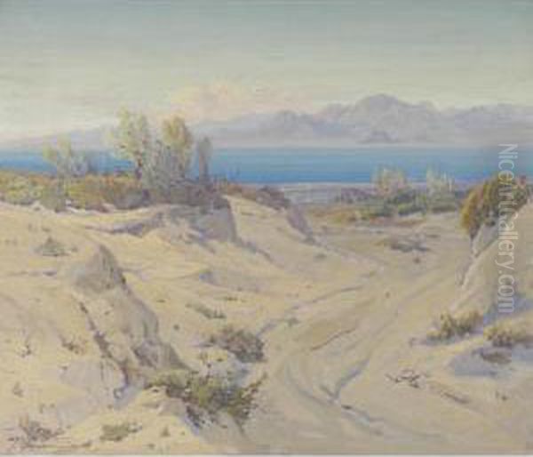 Smoke Trees At The Salton Sea Oil Painting by Fred Grayson Sayre