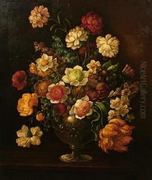 Still Life Of Mixed Flowers Oil Painting by Andrea Scaccati