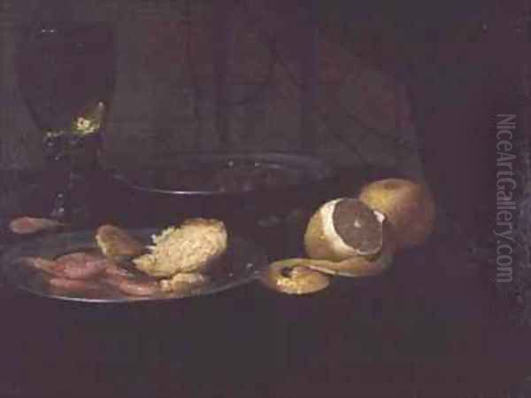 Still Life with Lemon Oil Painting by Jacob Fopsen van Es