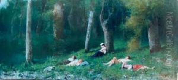 Paesaggio Con Figure Oil Painting by Vincenzo Scala