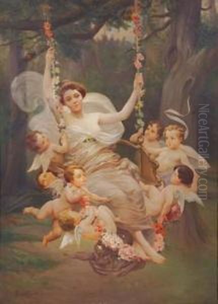 The Swing Oil Painting by Jules Scalbert